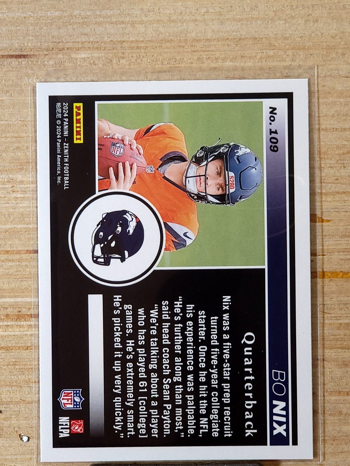 2024 Panini Zenith - Rookies Bo Nix #109 2 Min Drill