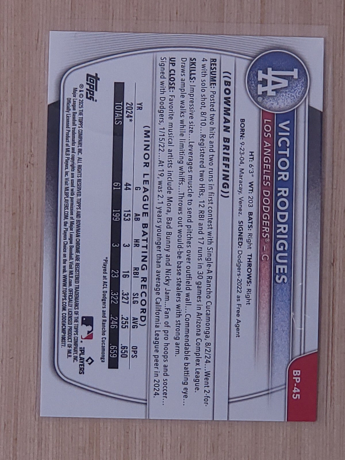 2025 Bowman Victor Rodrigues #BP-45