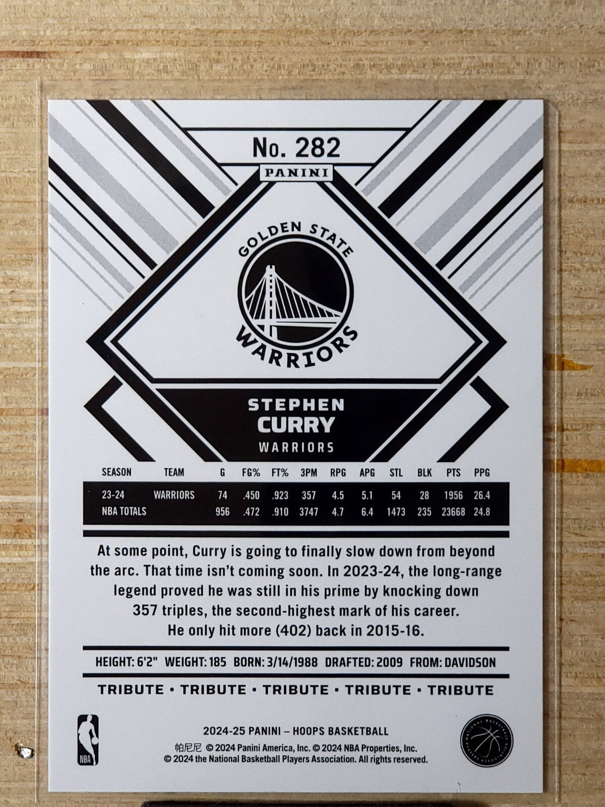 2024-25 Panini NBA Hoops Tribute #282 Stephen Curry
