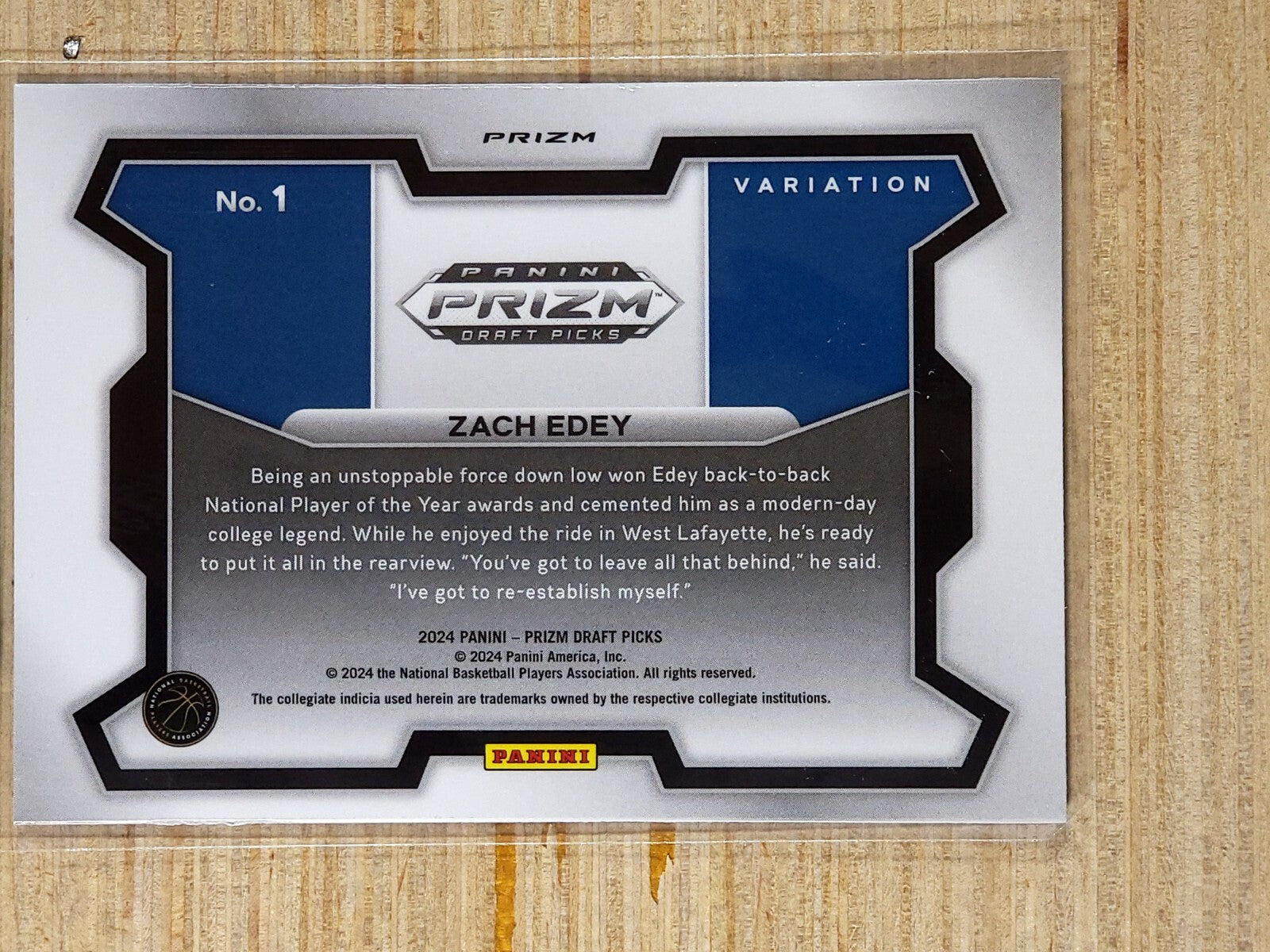 2024 Panini Prizm Draft Picks #1 Zach Edey Variation Purple Wave