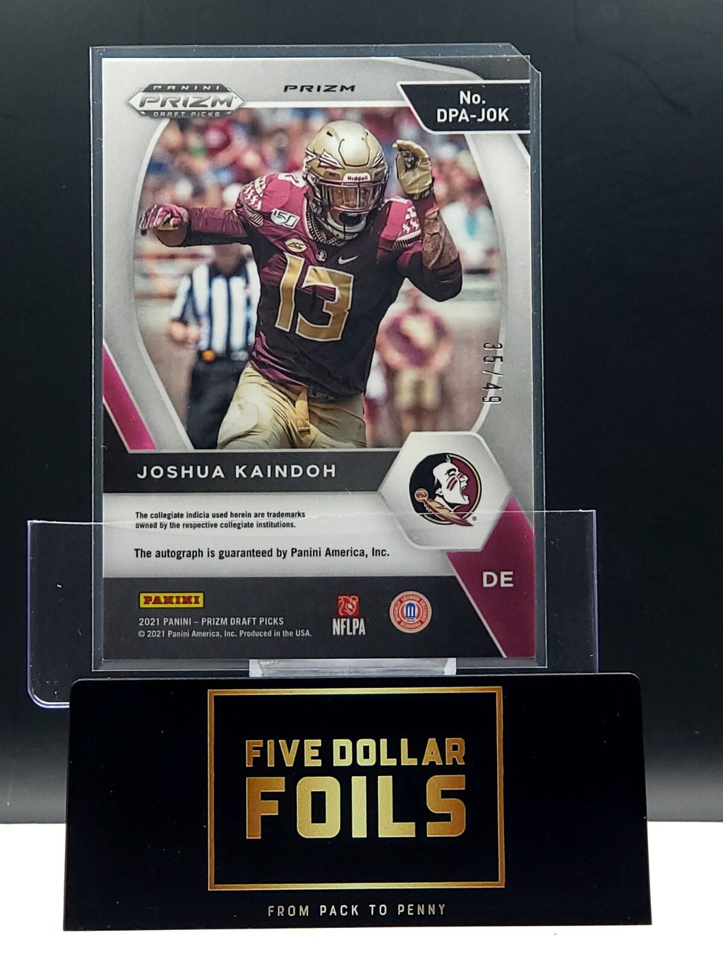 2021 Panini Prizm Draft Picks #DPA-JOK Joshua Kaindoh Orange Pulsar 35/49