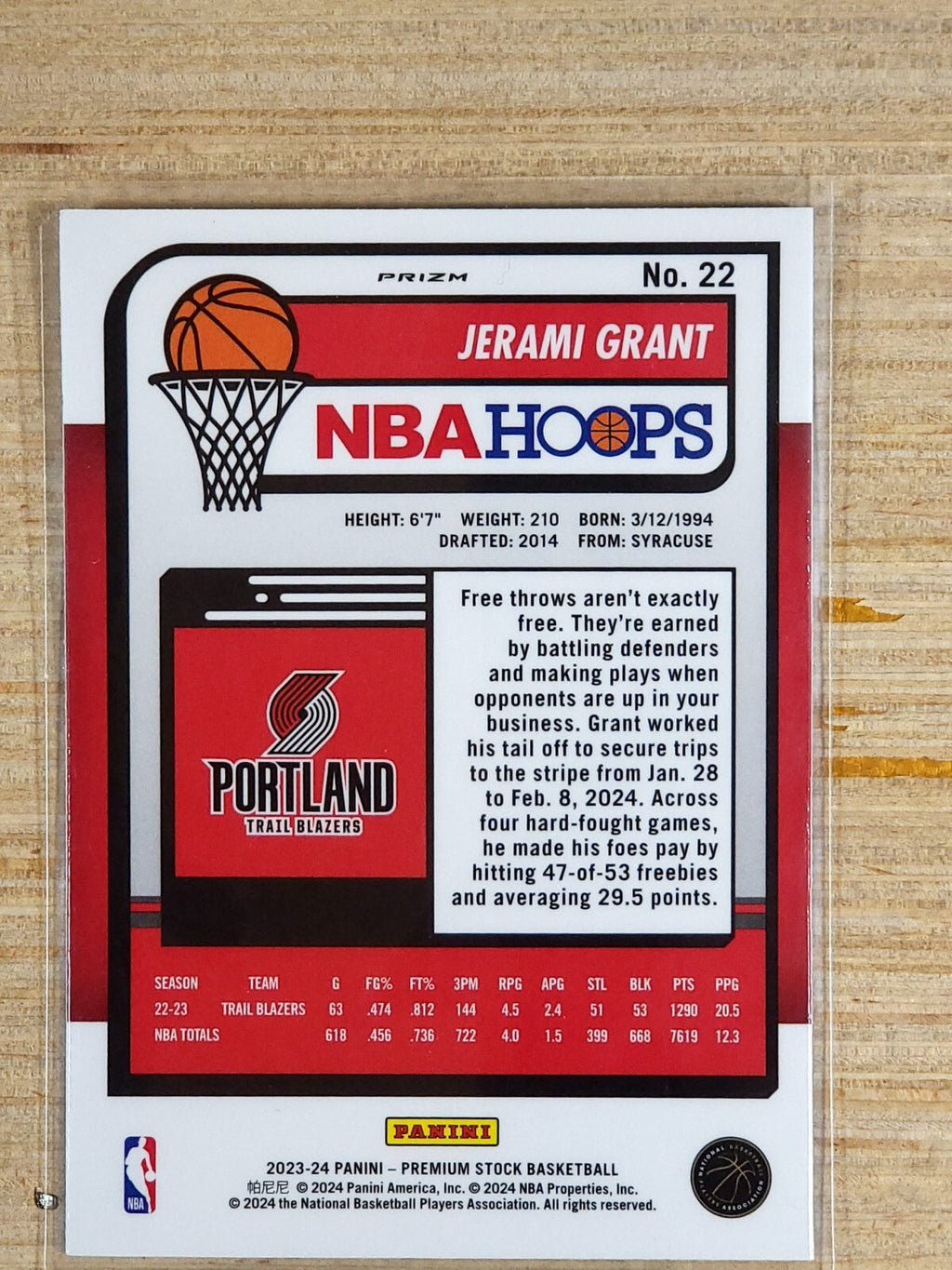 2023-24 Panini NBA Hoops Premium Stock #22 Jermai Grant Multi Wave