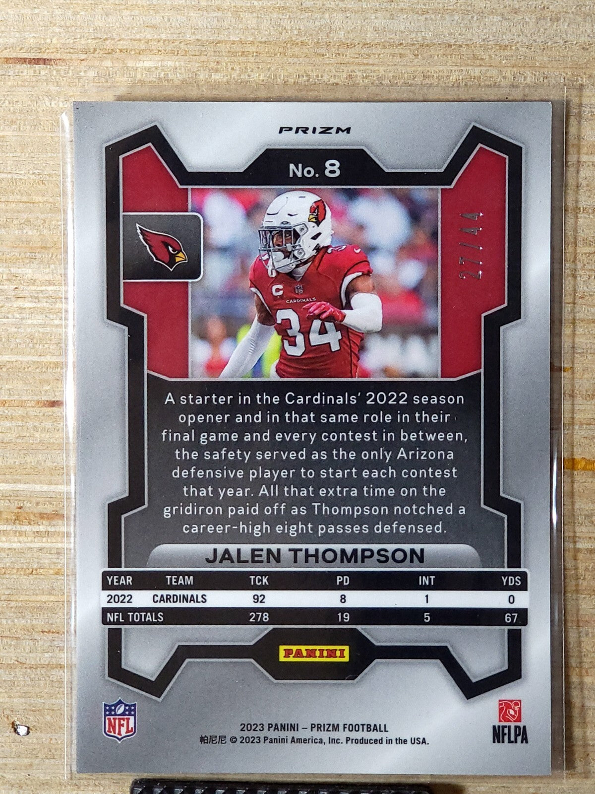 2023 Panini Prizm - #8 Jalen Thompson Red Yellow