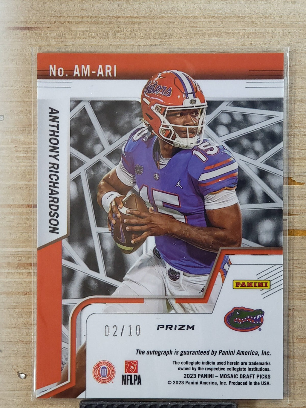 2023 Panini Mosaic Draft Picks Auto Anthony Richardson 2/10 Gold