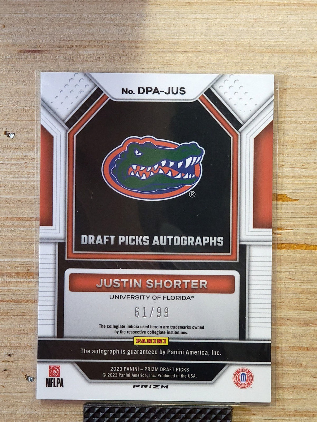 2023 Panini Prizm Draft Picks Auto Justin Shorter #DPA-JUS Purple Ice