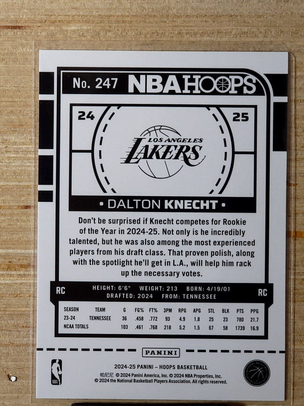 2024-25 Panini NBA Hoops # 247 Dalton Knecht