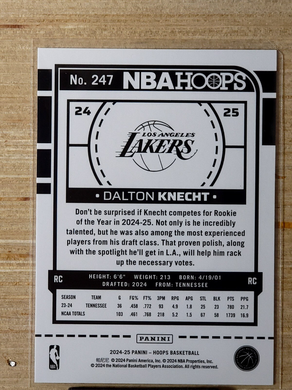 2024-25 Panini NBA Hoops # 247 Dalton Knecht