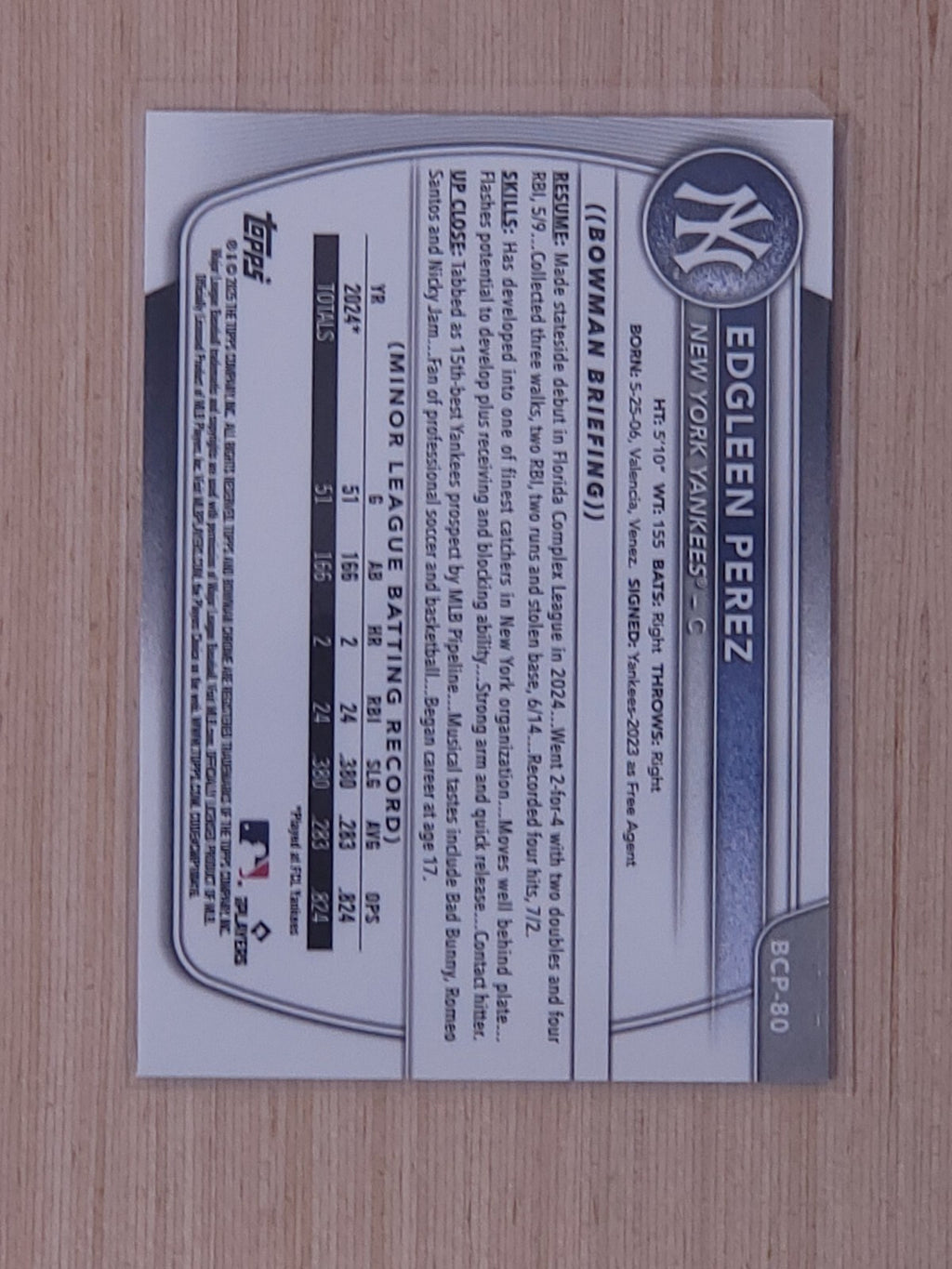 2025 Bowman BCP-80 Edgleen Perez Reptile