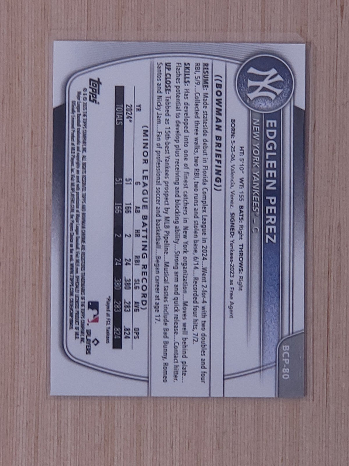 2025 Bowman BCP-80 Edgleen Perez Reptile
