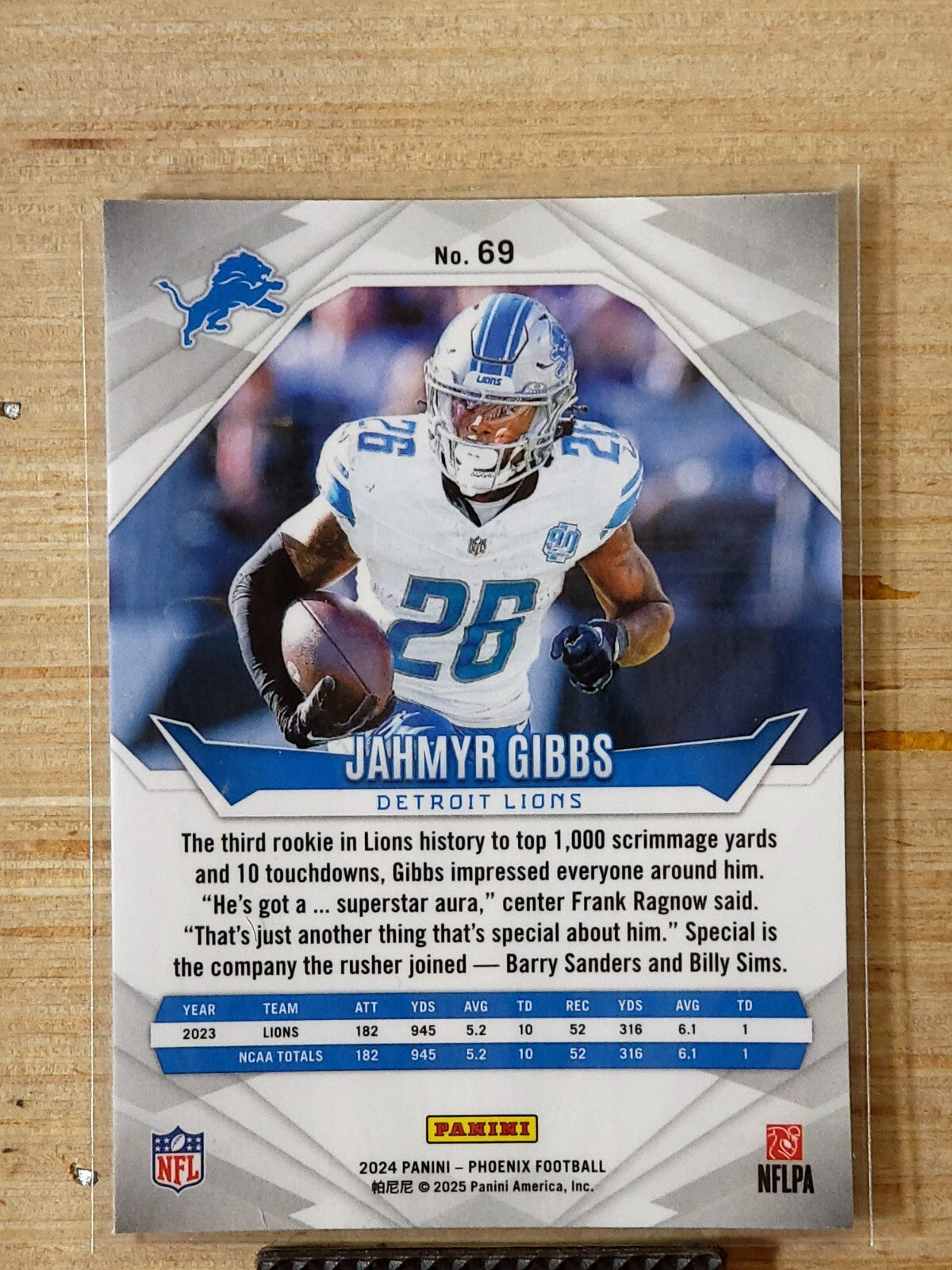 2024 Panini Phoenix- Rookies Jahmyr Gibbs #69 Lazer