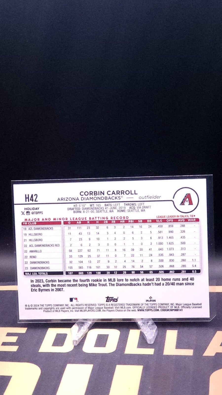 *Free Shipping @ $10* 2024 Topps Holiday #H42 Corbin Carroll Plaid Parallel