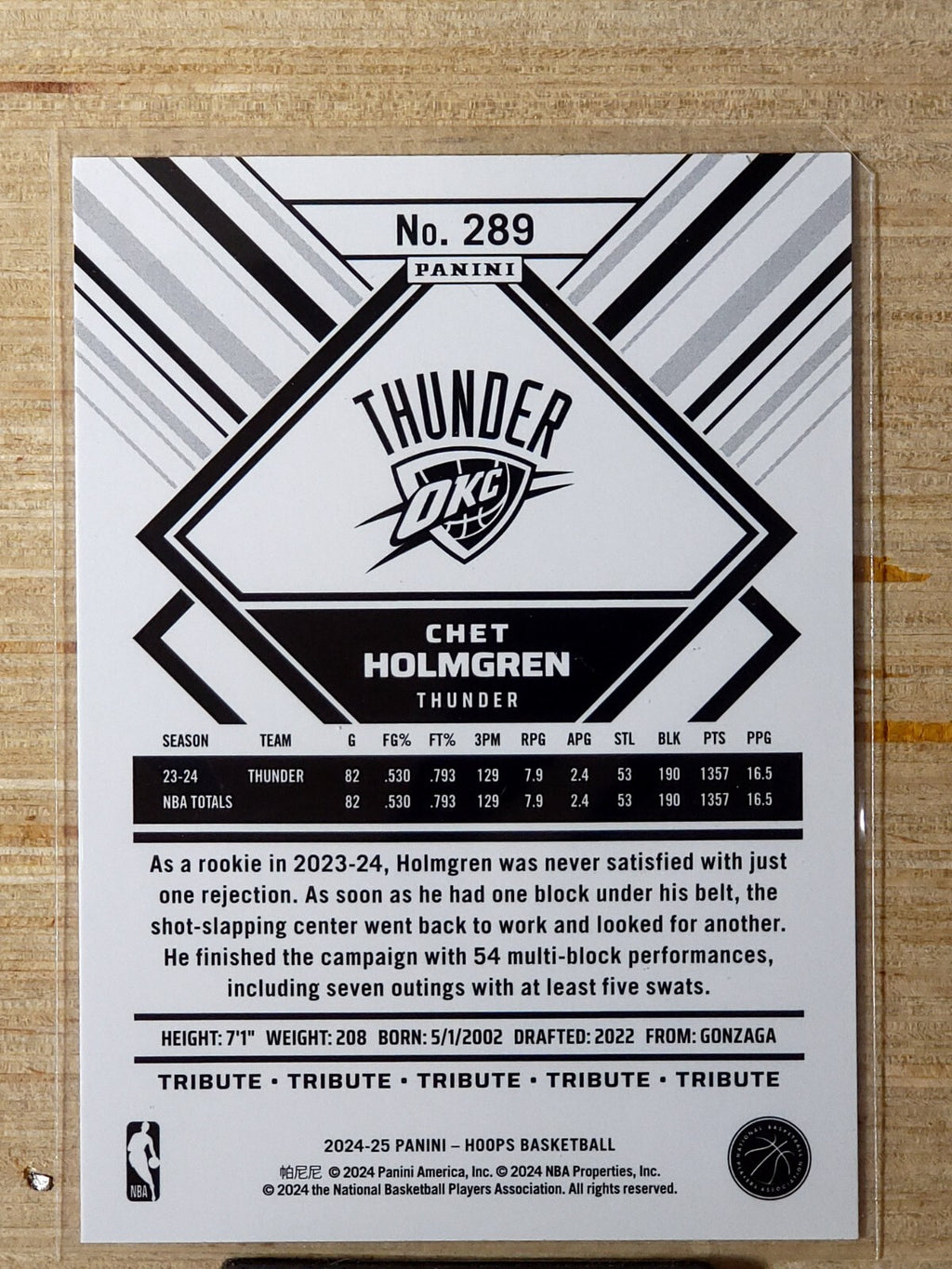 2024 Panini NBA Hoops Tribute #289 Chet Holmgren