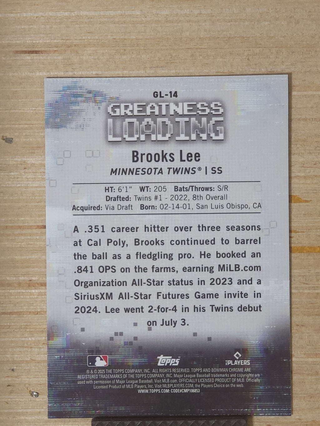 2025 Bowman - Chrome Greatness Loading #GL-14 Brooks Lee