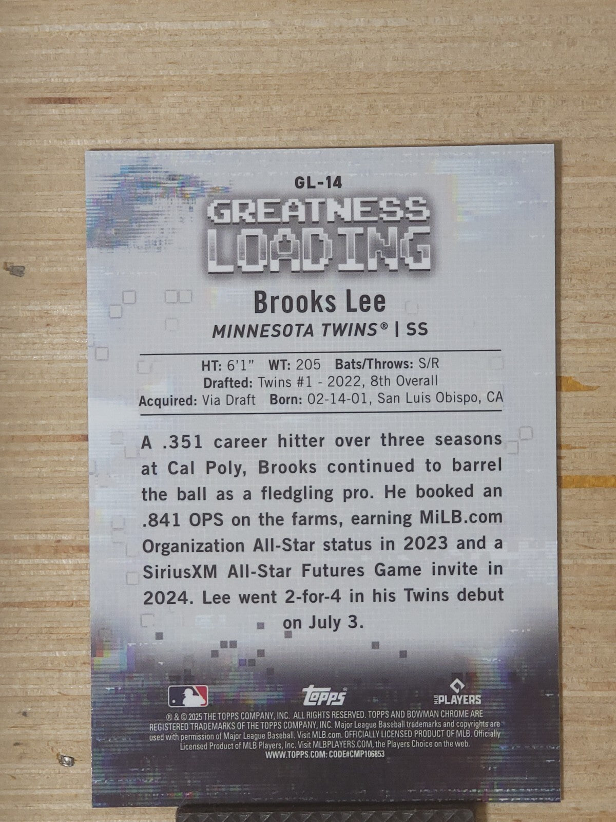 2025 Bowman - Chrome Greatness Loading #GL-14 Brooks Lee