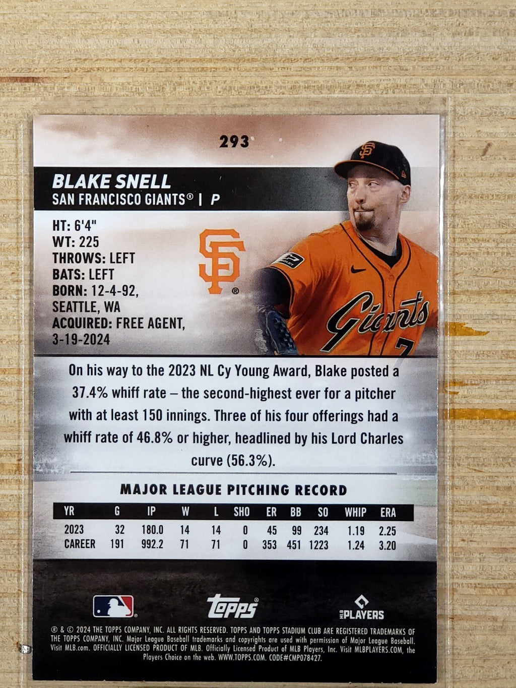 2024 Topps Stadium Club #293 Blake Snell