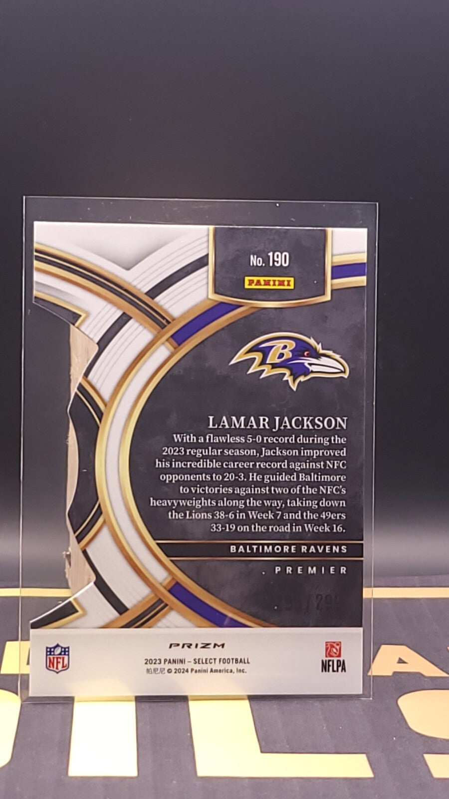 2023 Panini Select LAMAR JACKSON BRONZE PRIZM DIE-CUT #/299 Baltimore Ravens #19