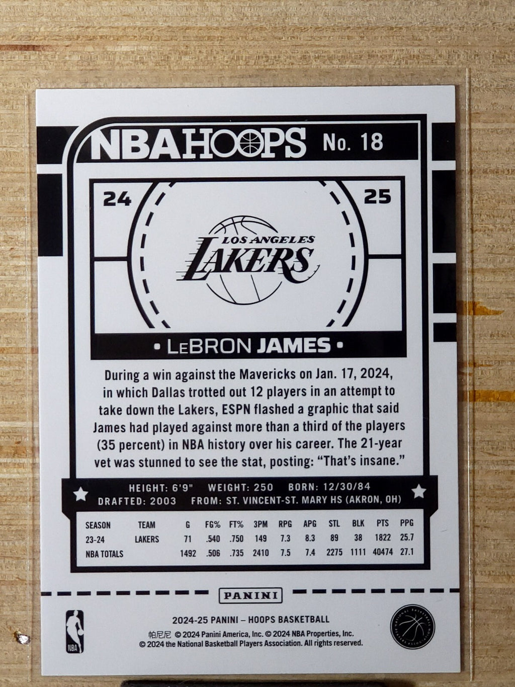 2024 Panini NBA Hoops #18 LeBron James