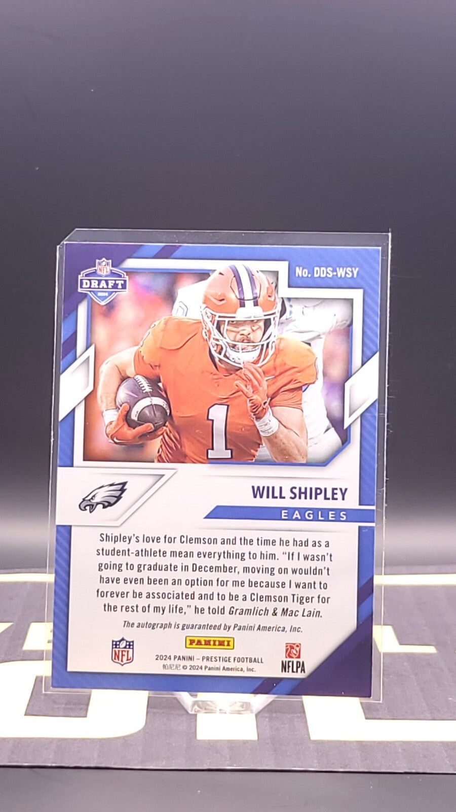 2024 Prestige Football Draft Day Auto Will Shipley #DDD-WSY