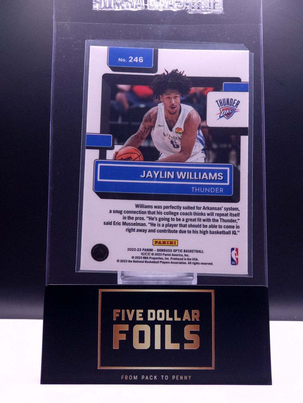 *Free Shipping @ $10* 2023 Donruss Optic - Rated Rookie #246 Jaylin Williams