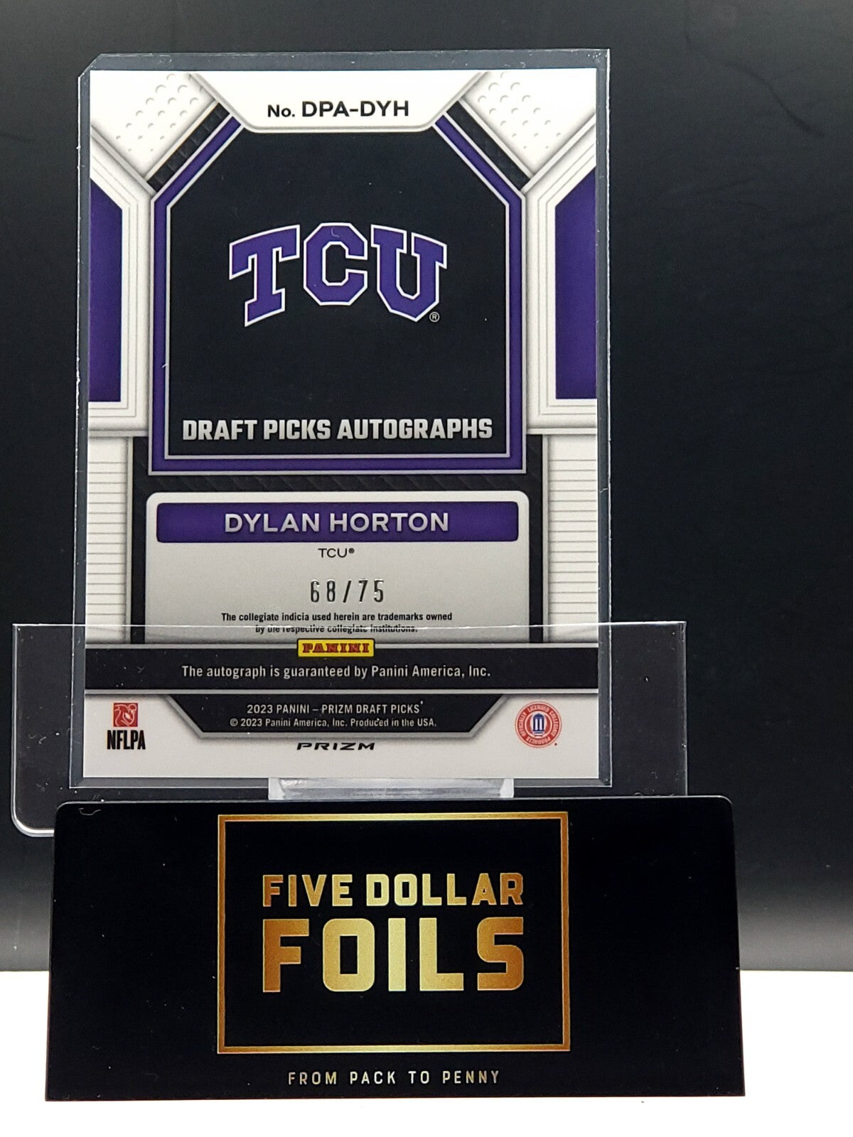 2023 Panini Prizm Draft Picks Auto #DPA-DYH Dylan Horton Blue Ice 68/75