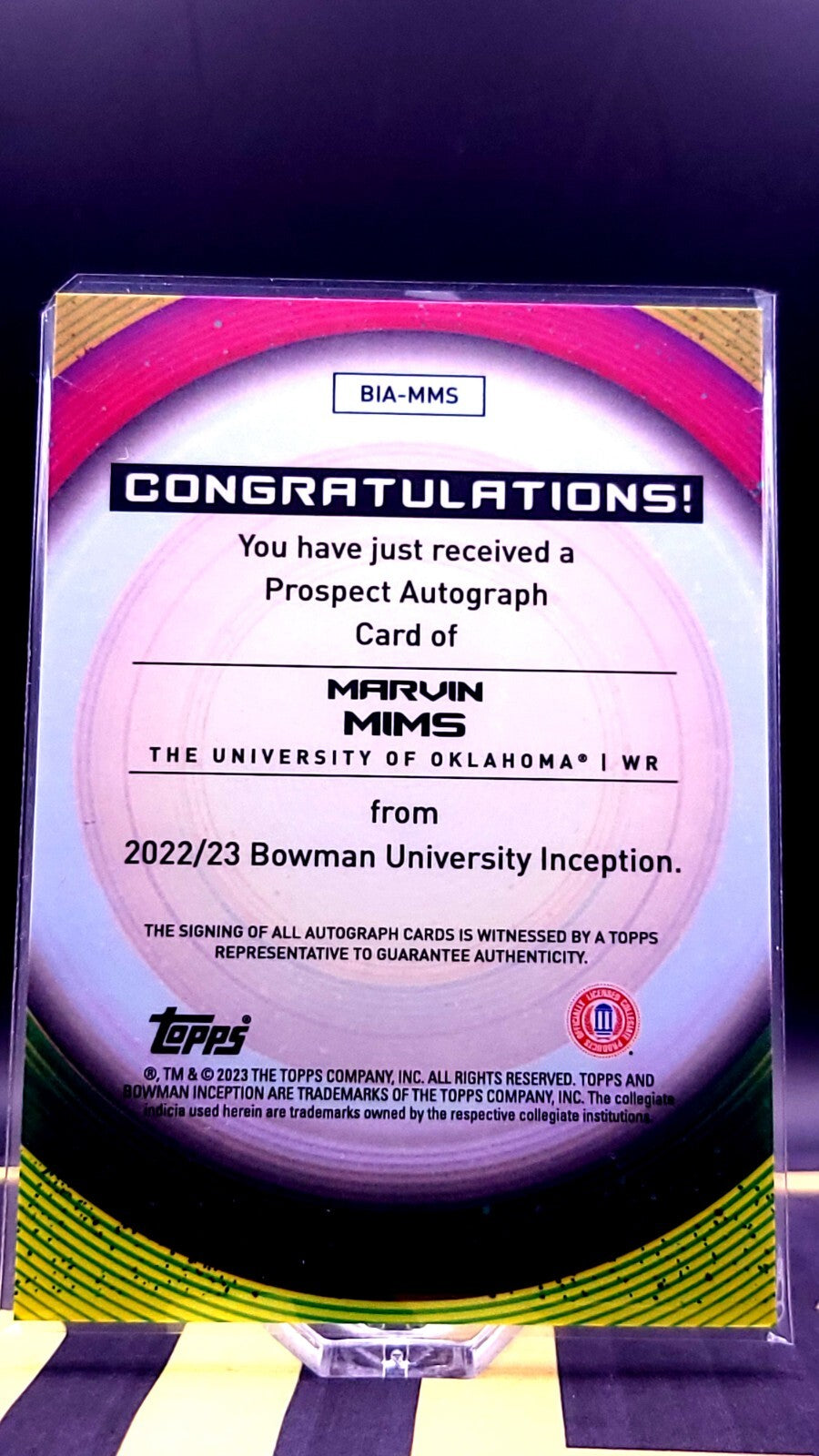 2022-23 Bowman Inception University - Autographs #BIA-MMS Marvin Mims (AU, RC)