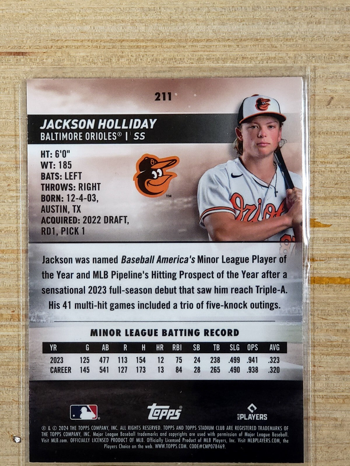 2024 Topps Stadium Club #211 Jackson Holliday