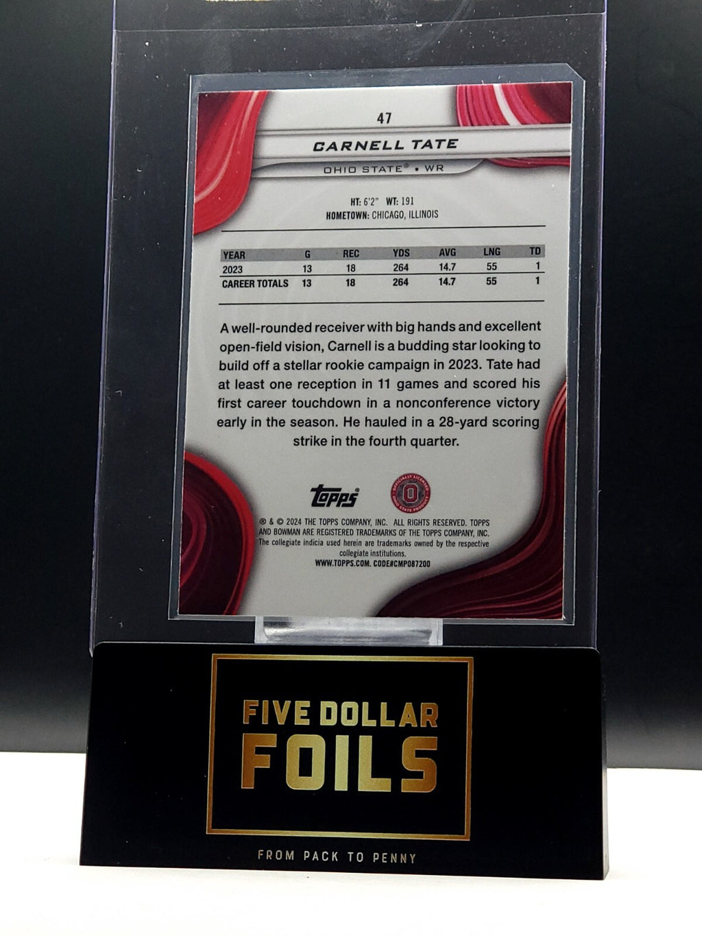 2024 Bowman U Best #47 Carnell Tate 070/149 Blue