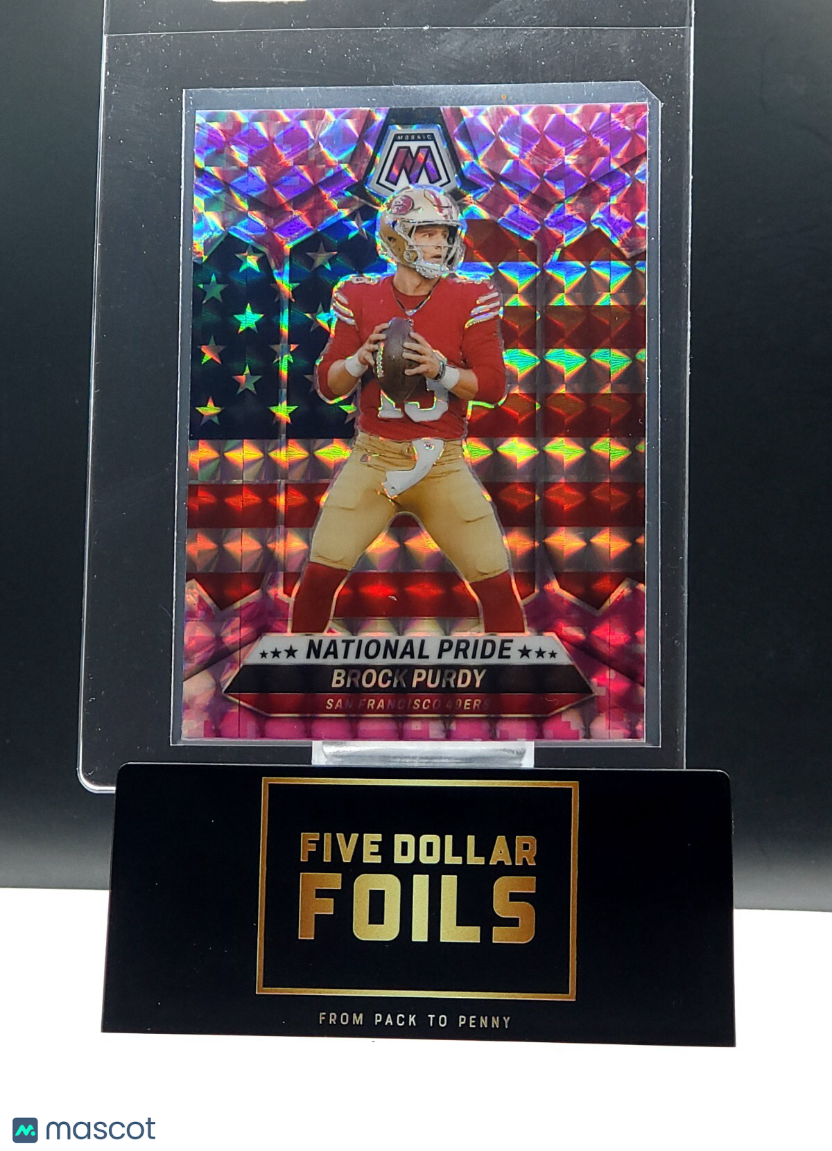 2024 Panini Mosaic Camo Pink Mosaic Prizm #255 Brock Purdy National Pride