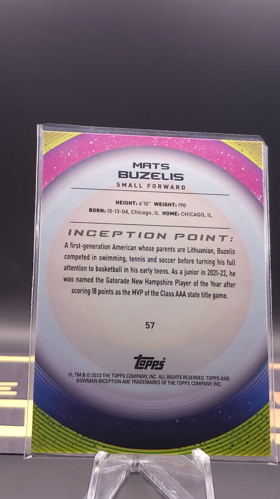 2022 Bowman University Inception Matas Buzelis Fuchsia Foil /75
