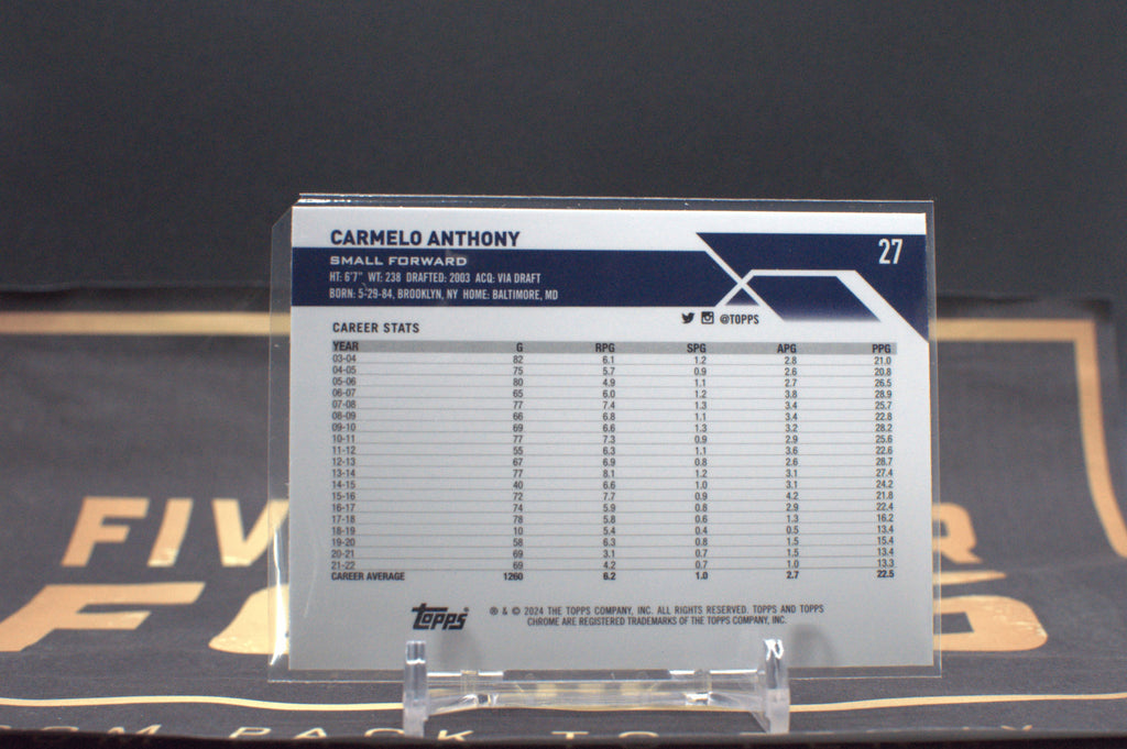 2023 Topps Chrome Carmelo Anthony [Orange Basketball] #27 *Free Shipping @ $10