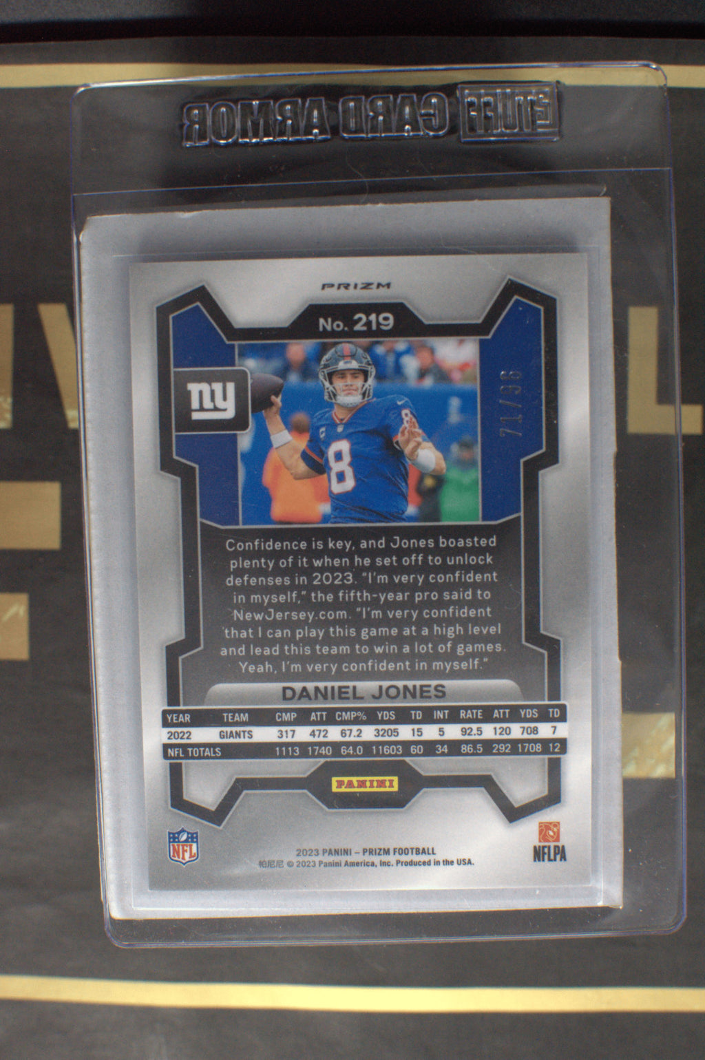 2023 Panini Prizm - Daniel Jones #219 SSP Blue Sparkle Prizm 71/96