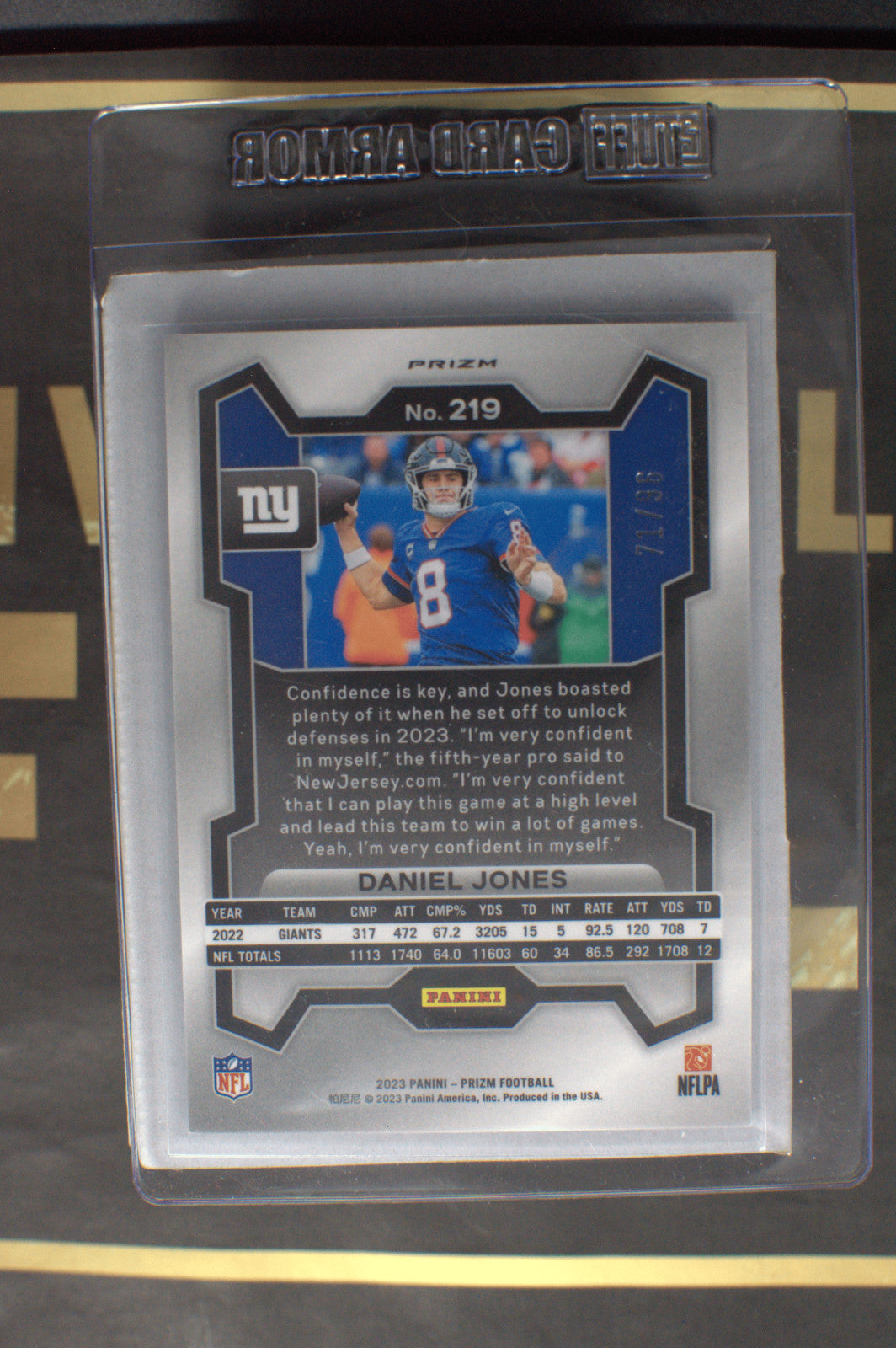 2023 Panini Prizm - Daniel Jones #219 SSP Blue Sparkle Prizm 71/96