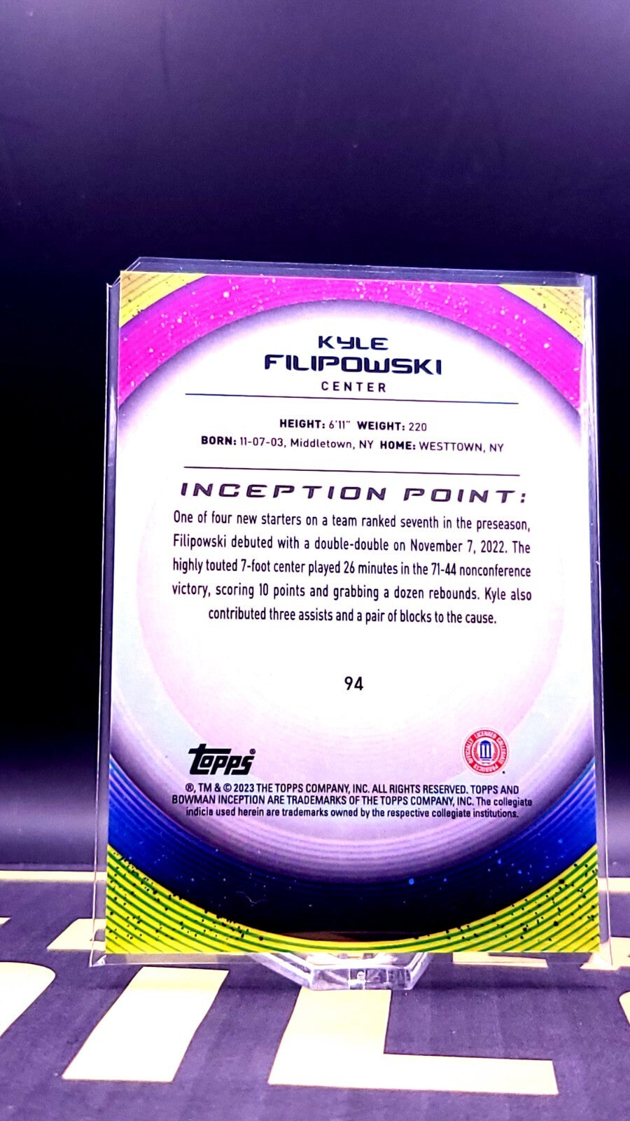 2022-23 Bowman Inception University #94 Kyle Filipowski