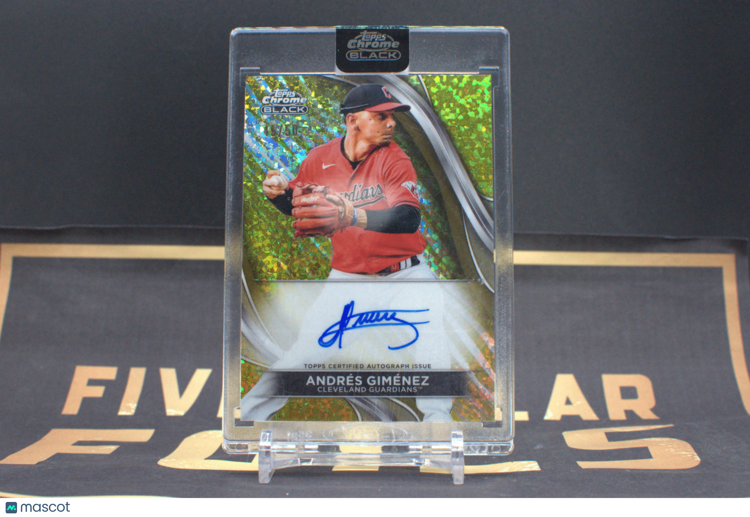 Andres Gimenez #CBA-AG - 2024 Topps Chrome Black - Gold Mini Diamond Auto