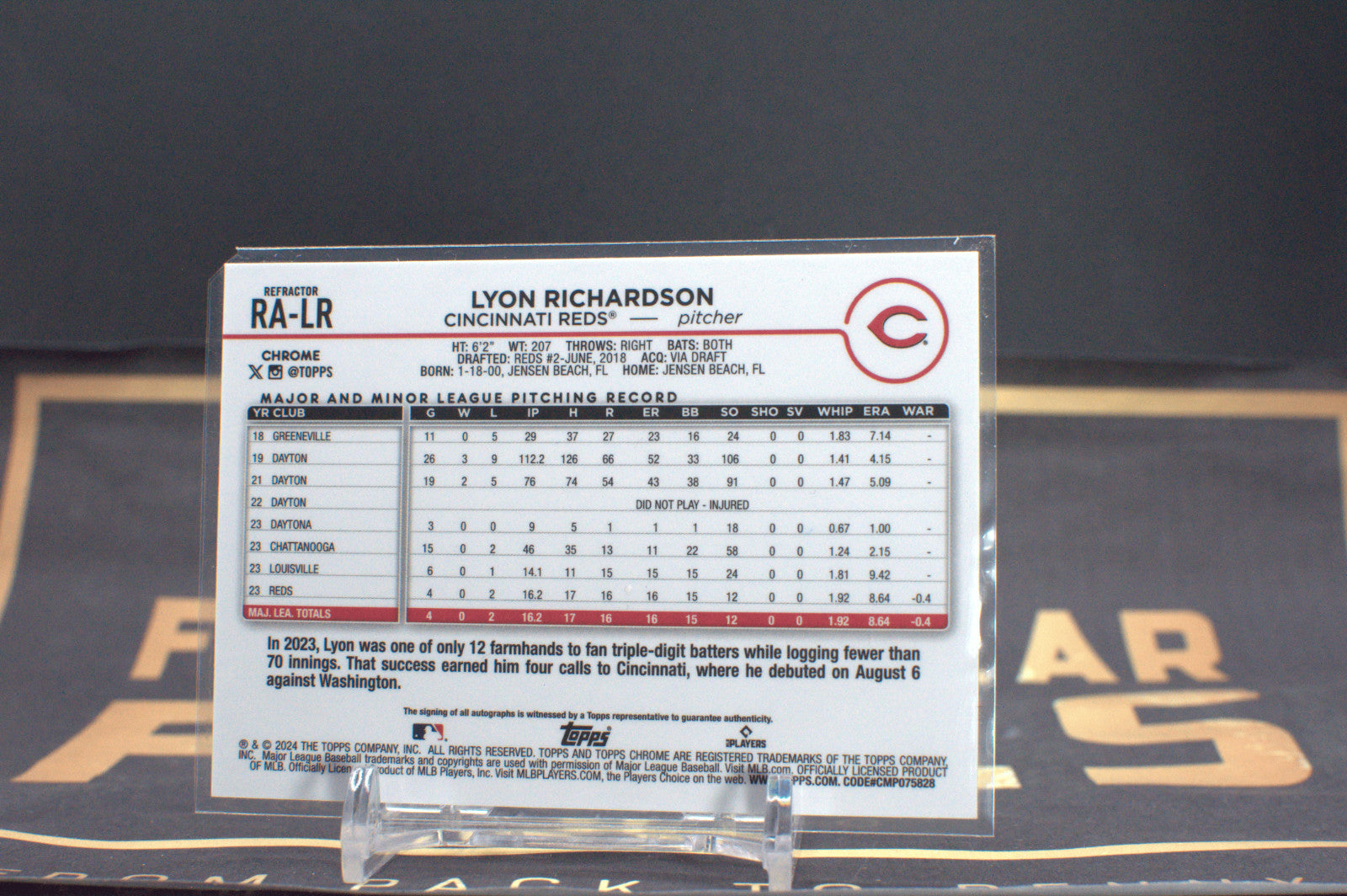 2024 Topps Chrome - Rookie Autographs Refractor #RA-LR Lyon Richardson 287/499