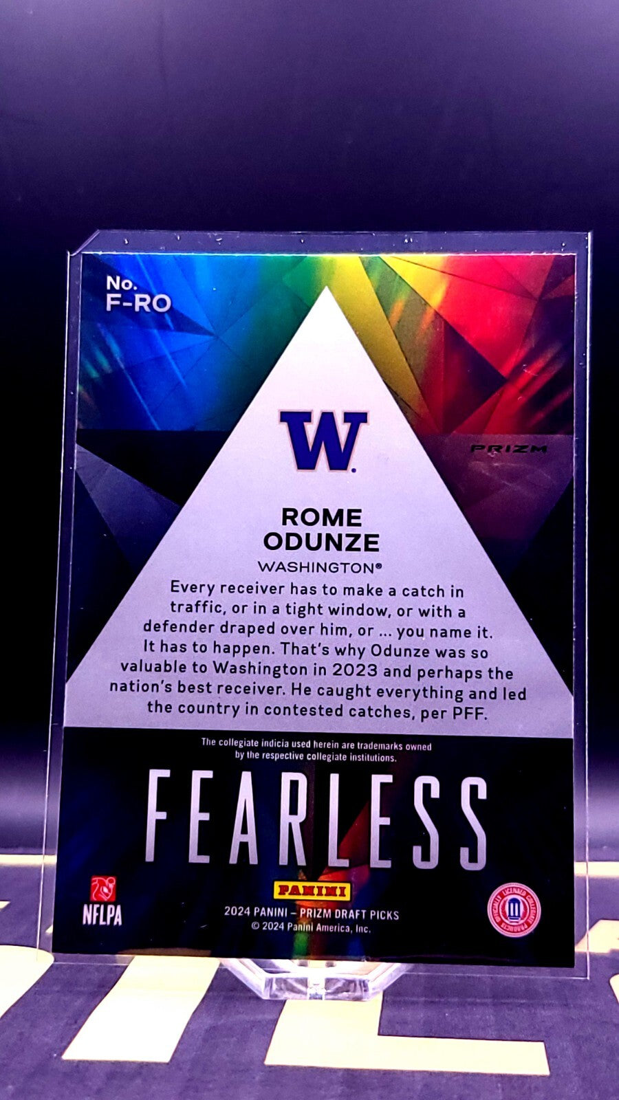 Rome Odunze 2024 Panini Prizm Draft Picks RC Fearless Red Ice Prizm #F-RO