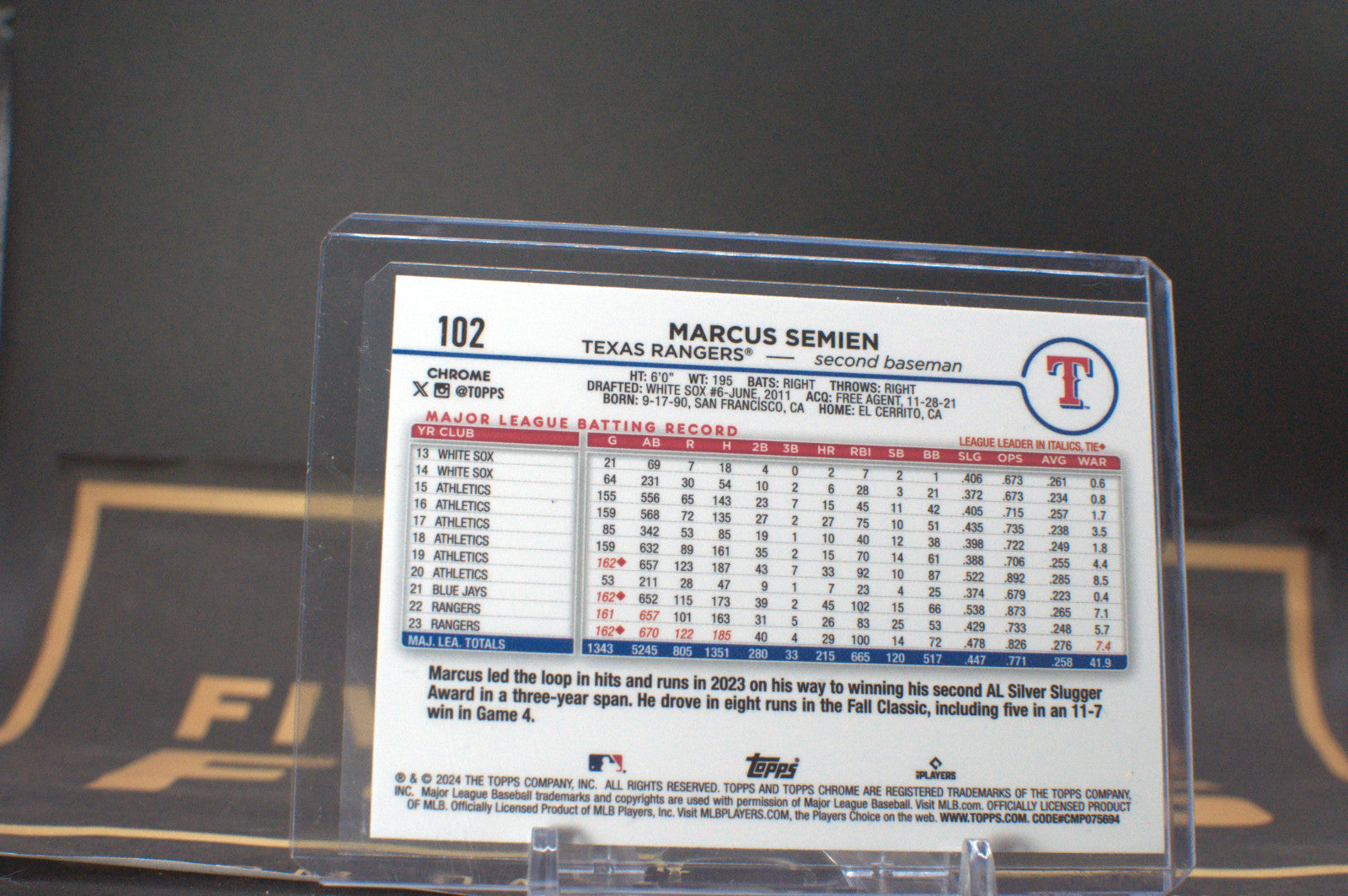 2024 Topps Chrome : Marcus Semien [Pink Refractor] #102