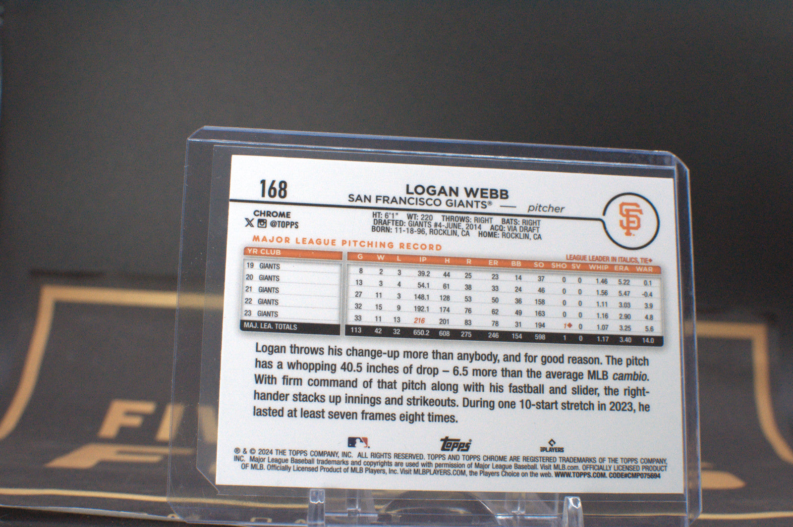2024 Topps Chrome: Logan Webb [Sepia] #168 **Free Shipping @ $10+**