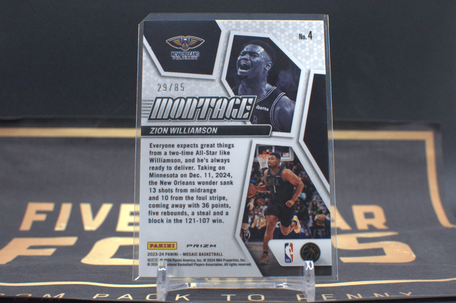 2023-24 Panini Mosaic Zion Williamson Montage Fast Break Blue 29/85