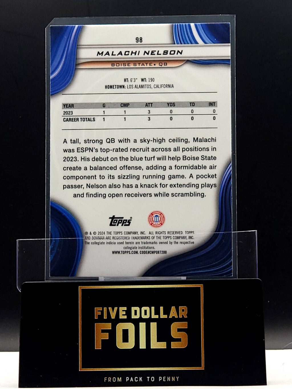 2024 Bowman U Best #98 Malachi Nelson Yellow 18/75