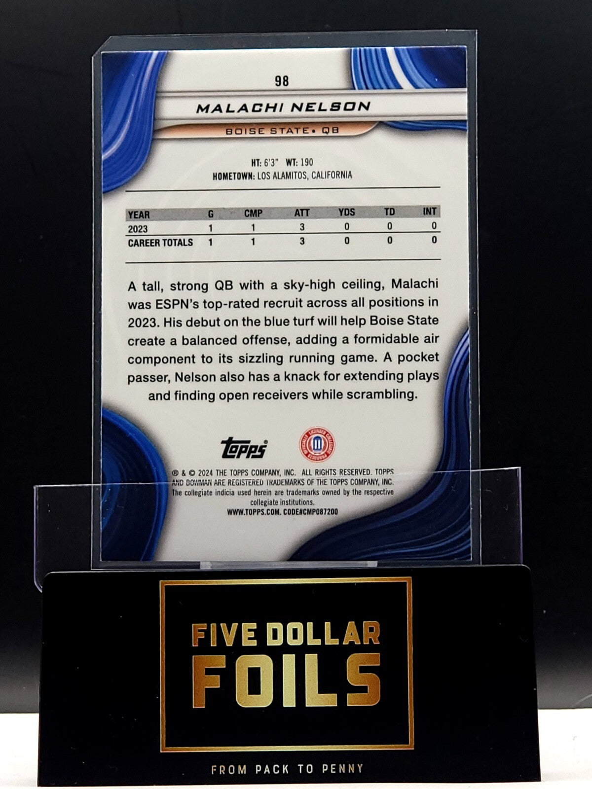 2024 Bowman U Best #98 Malachi Nelson Yellow 18/75