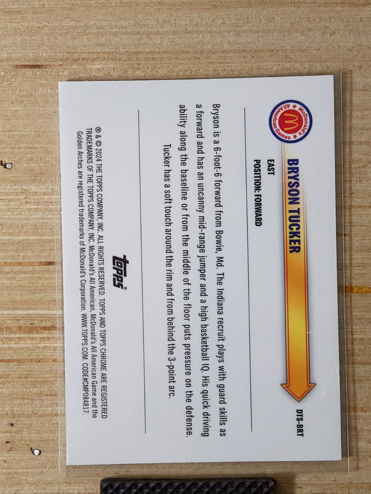 2024 Topps Chrome McDonalds All-American Drive Thru Service Bryson Tucker