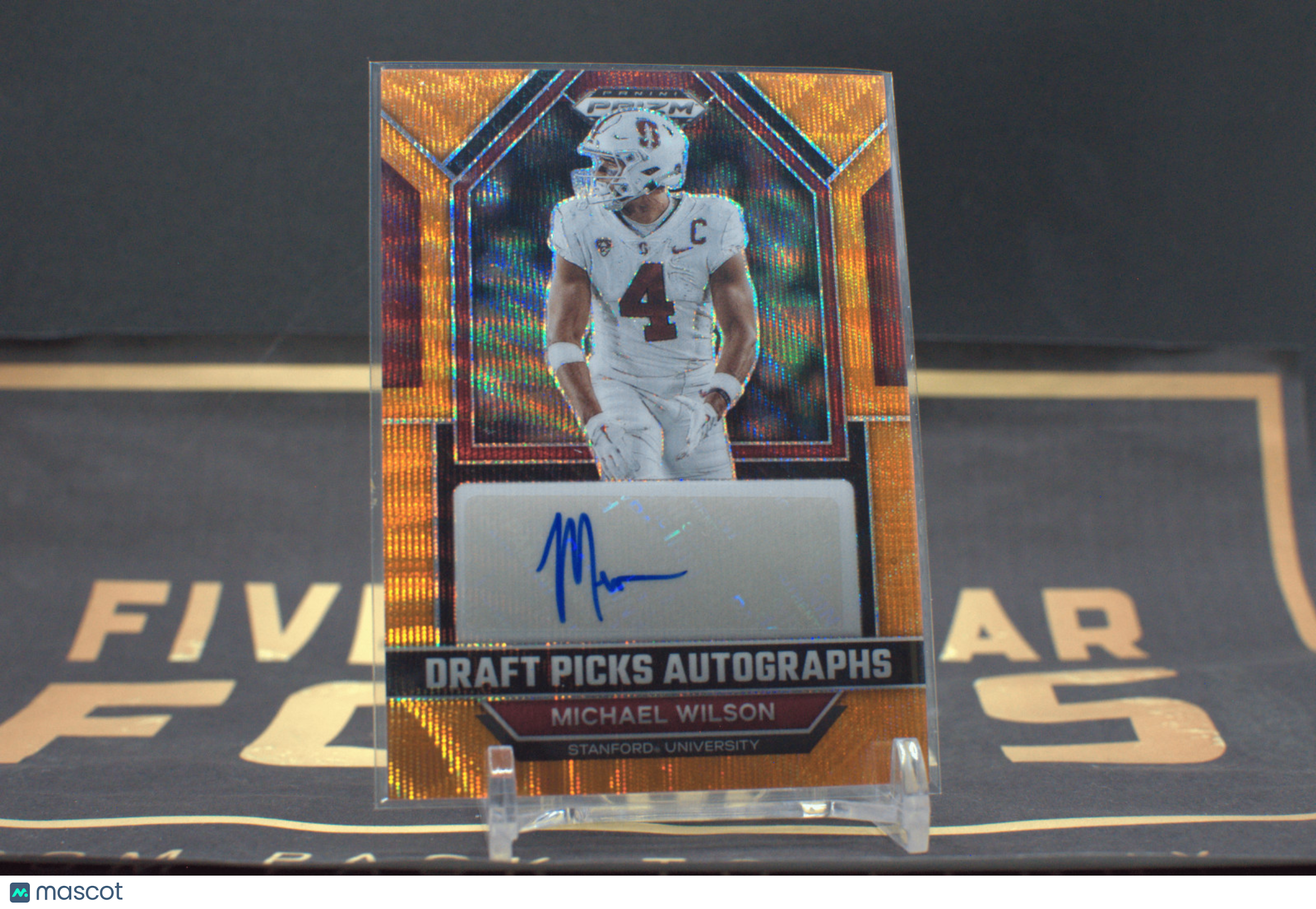 2023 Panini Prizm Michael Wilson Orange Wave Prizm Draft Picks DPA-MWI Auto 55/7