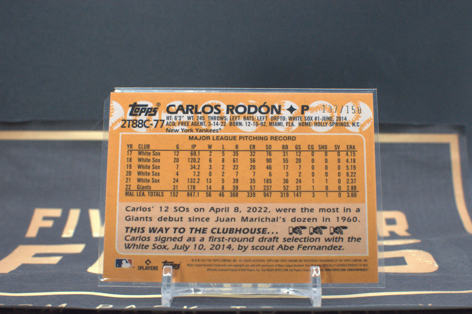 2023 Topps '88 Chrome Mojo Blue #2T88C-77 Carlos Rodon /150 *Free Shipping @ $10
