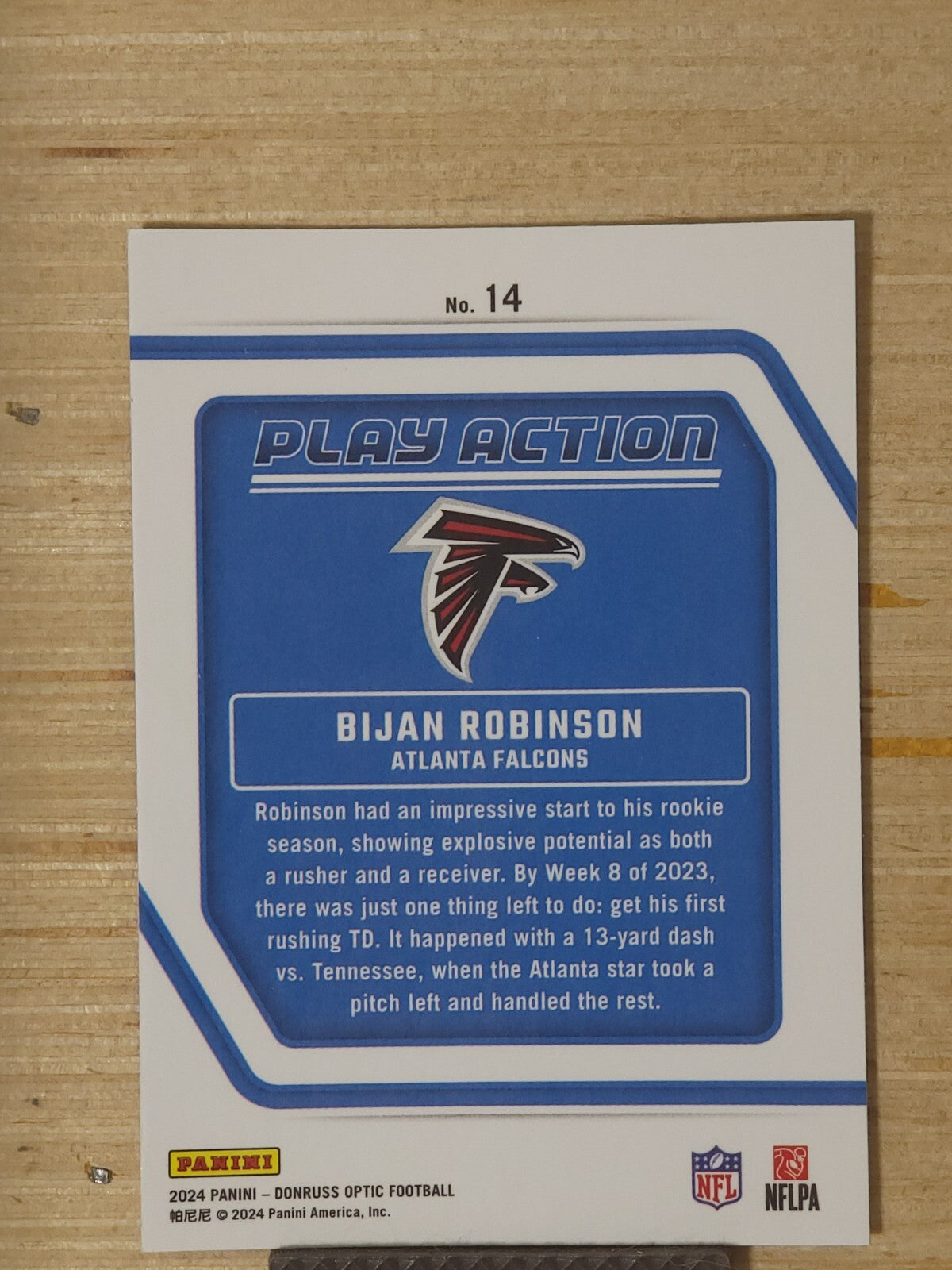2024 Panini Donruss Optic - Play Action Bijan Robinson #14