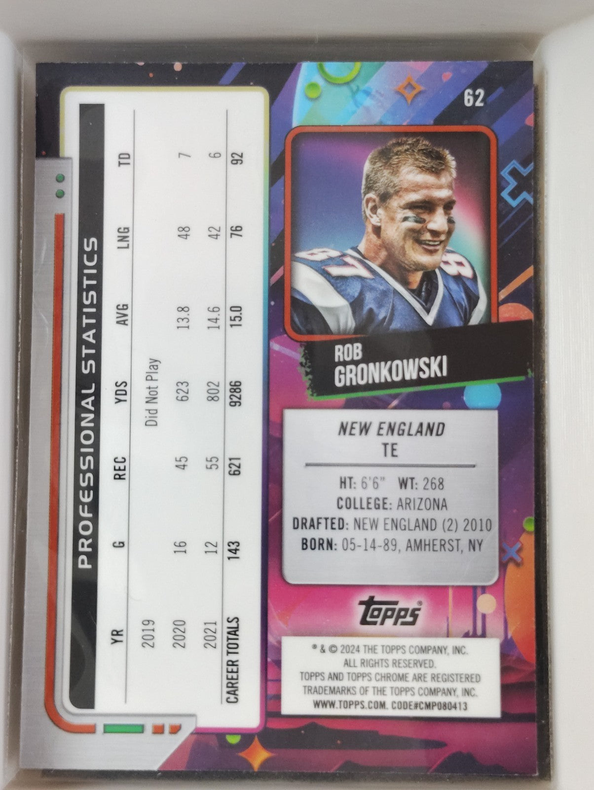 2024 Topps Cosmic Chrome - Rob Gronkowski #62 Purple Nebula 033/150