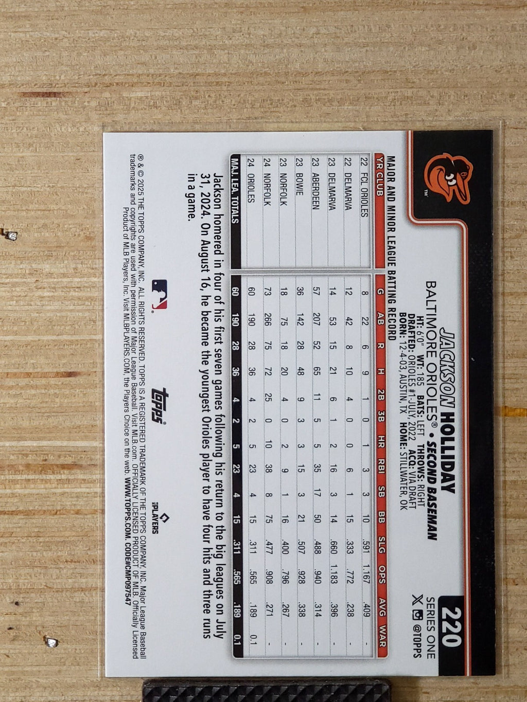 2025 Topps Celebration #220 Jackson Holliday