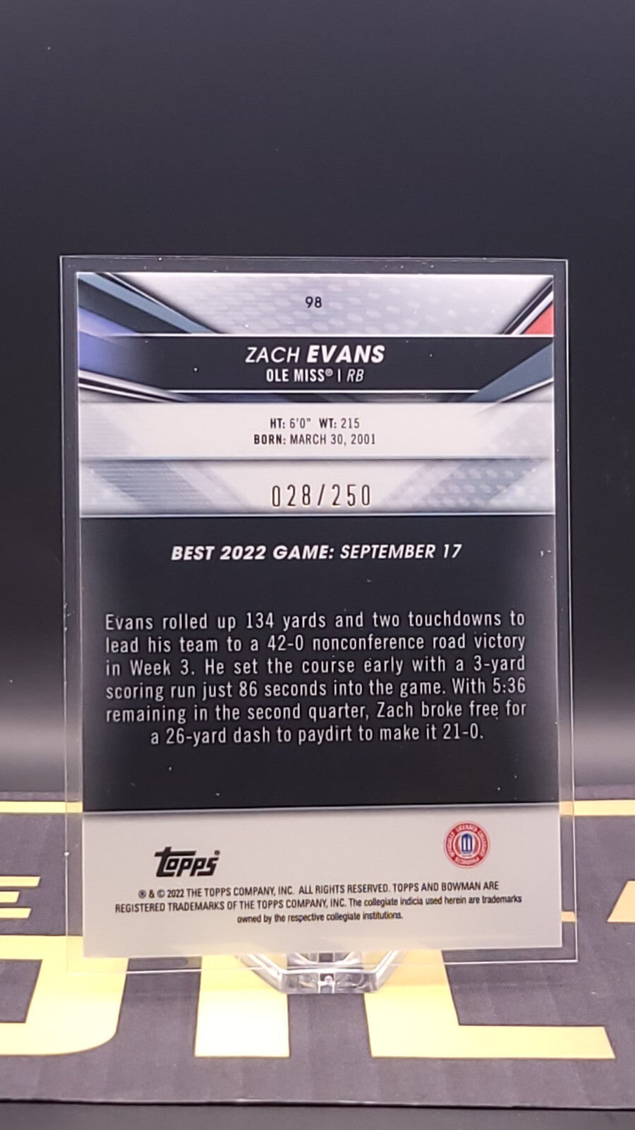 *Free Shipping @ $10+* 2022 Bowman's Best U Zach Evans [Purple] #98