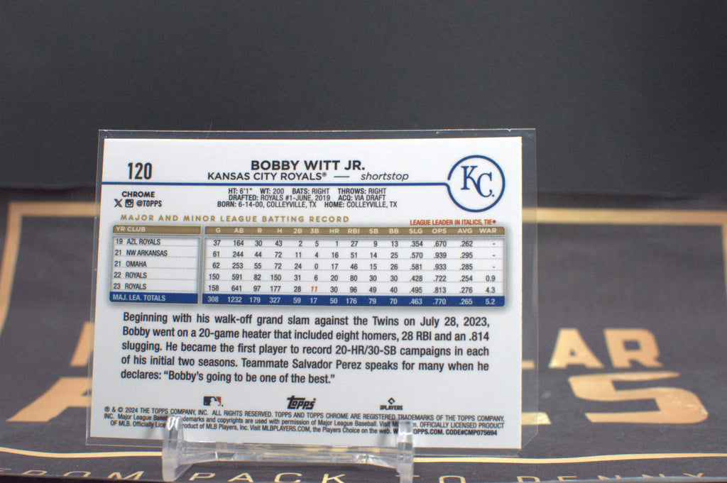 2024 Topps Chrome Bobby Witt Jr Hyper Prism Refractor #120
