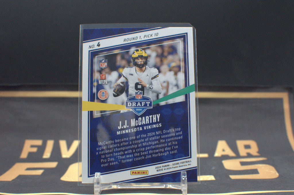 2024 Score NFL Draft J.J. McCarthy #4 **Free Shipping @ $10+**
